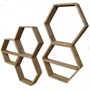 Hanah Home Hex003 Estantería de pared de madera de abeto, Nogal, 5 piezas